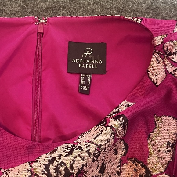 Adrianna Papell Womens Dress Sz 8 Pink Brocade Special Occasion Event Flattering - Picture 11 of 15